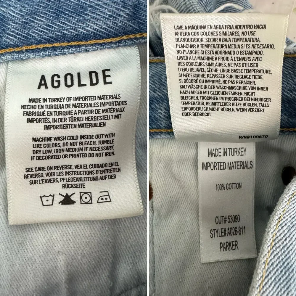 AGOLDE Parker Vintage Cut Off Shorts Swapmeet Distressed Denim size 25